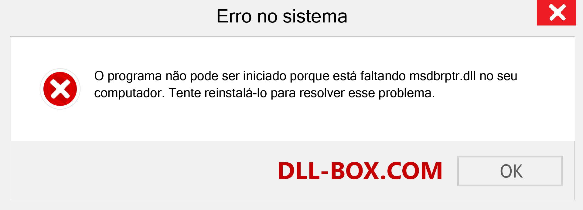 Arquivo msdbrptr.dll ausente ?. Download para Windows 7, 8, 10 - Correção de erro ausente msdbrptr dll no Windows, fotos, imagens